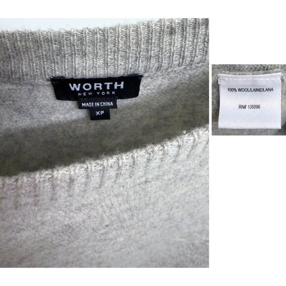 Worth New York NY Gray Wool Cape Back Sweater Knit Top Capelet Shrug XS - Picture 3 of 16